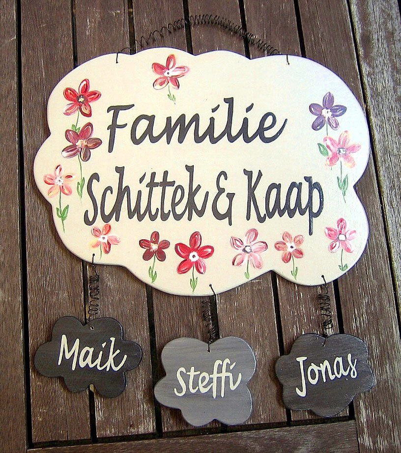 Türschild Patchworkfamilie Blüten