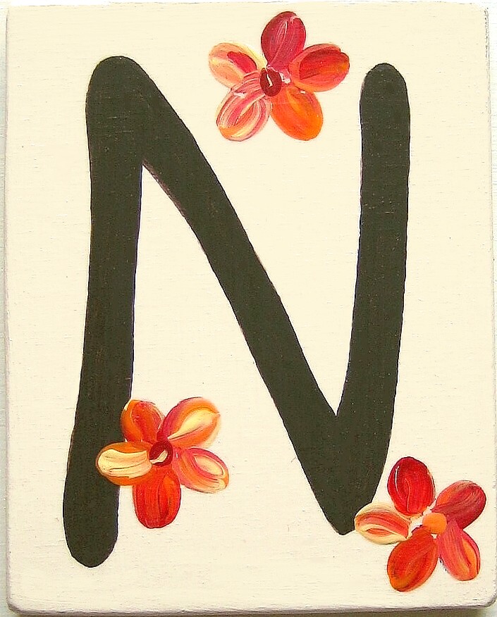 Buchstabenfliese summer mit fröhlichen Blüten