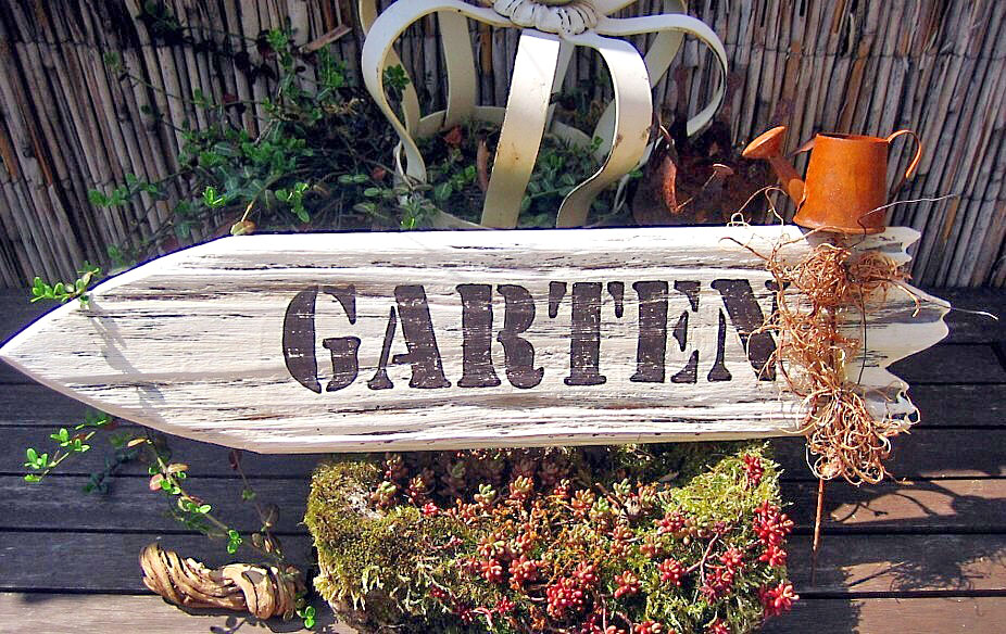 Gartenschild Shabby mit rostigem Eisen