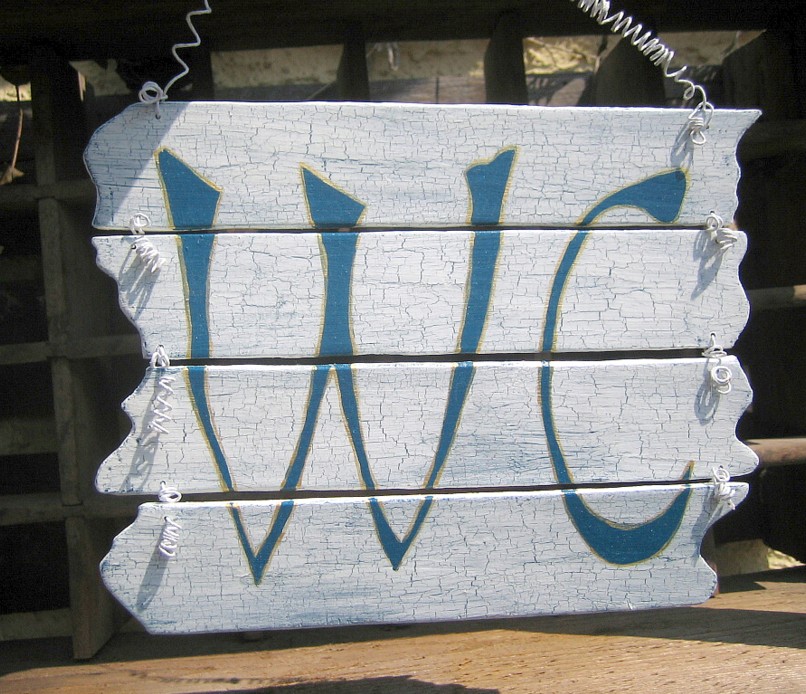 Trschild Meer WC Schild wei blau