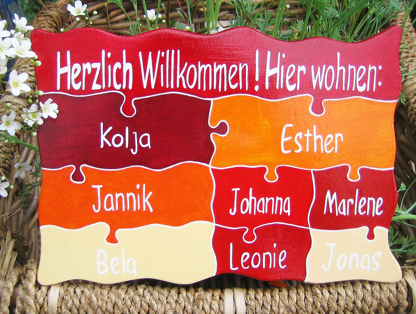 Trschild Patchworkfamilie. Herzlich Willkommen