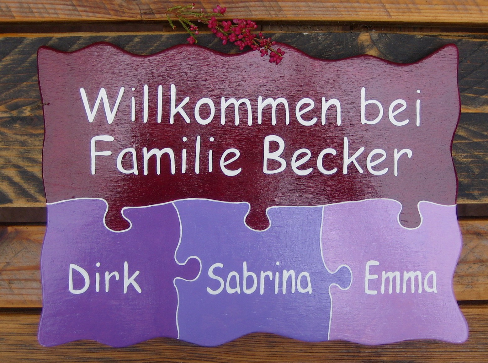 Trschild Puzzle Willkommen bei Familie