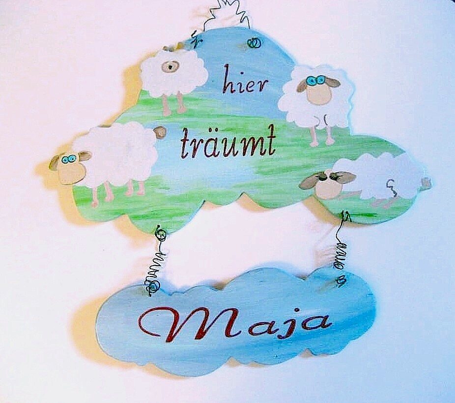 Trschild Schfchen Wolke Unterschild mit Name