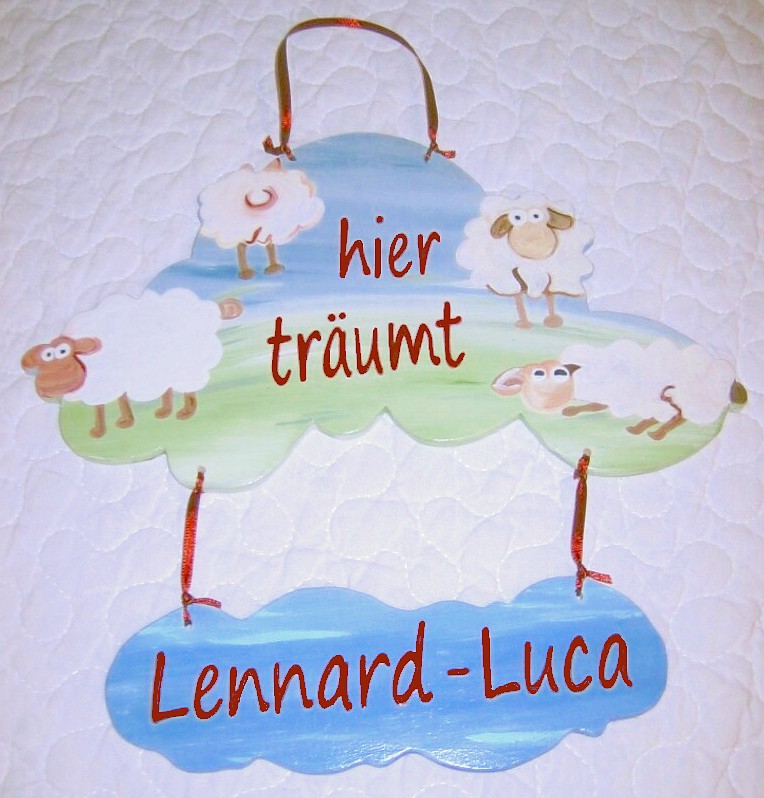 Trschild Schfchen Wolke mit Zusatzschild
