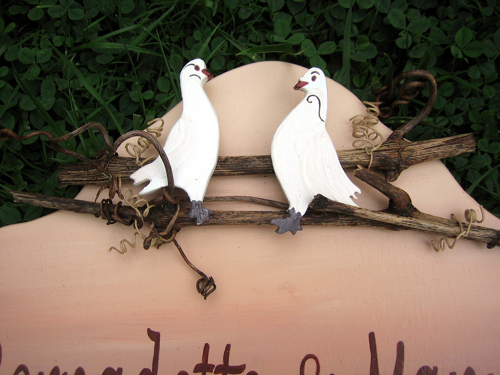 Türschild zwei weiße Tauben