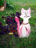 Gartendekoration Katze rot