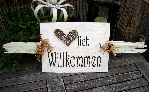 Willkommensschild Shabby am Naturholz