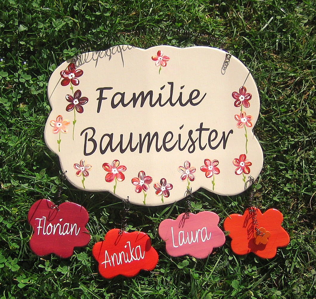 buntes Trschild Familie